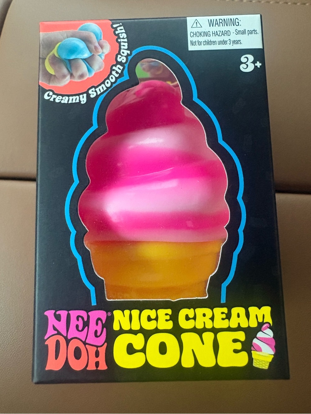 Needoh Nice Cream Cone Squishy Toy - Neon Pink, Brand new in box